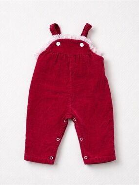 Red Corduroy Baby Overalls with Lace Trim | 12 Months | Vintage, Christmas